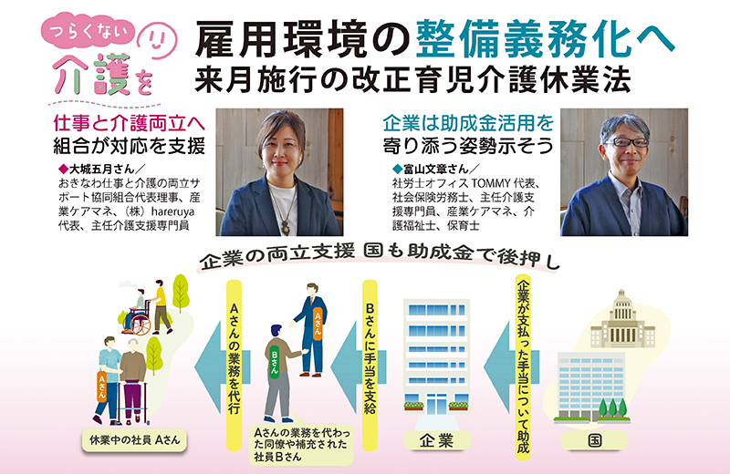 雇用環境の整備義務化へ｜来月施行の改正育児介護休業法｜つらくない介護を⑫